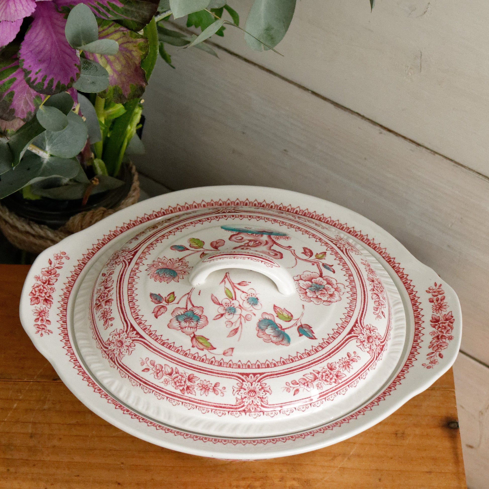 DORSET Woods & Sons Burslem English Vintage Ironstone Polychrome Covered Serving Tureen Fine China