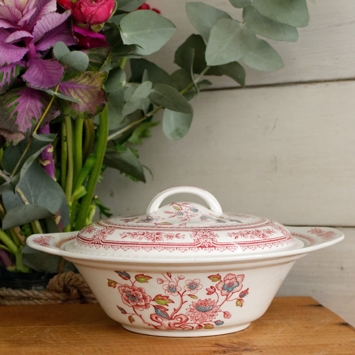 DORSET Woods & Sons Burslem English Vintage Ironstone Polychrome Covered Serving Tureen Fine China