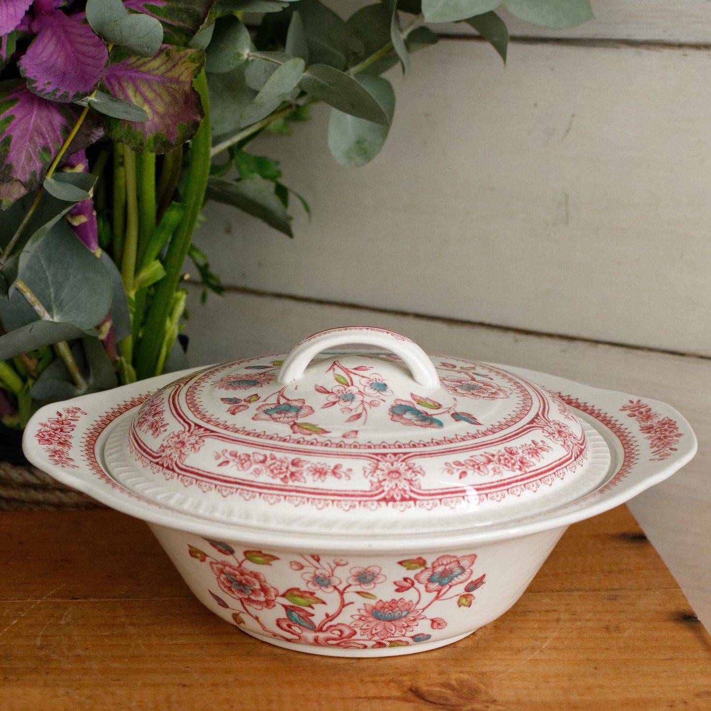 DORSET Woods & Sons Burslem English Vintage Ironstone Polychrome Covered Serving Tureen Fine China
