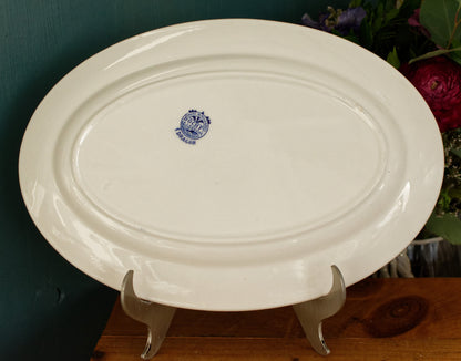 1950s ~ DRAGON LA LOUVIERE Boch Freres (BF) ~ Belgian Antique Ironstone Blue Transferware Plate ~ Terre de Fer en Faience