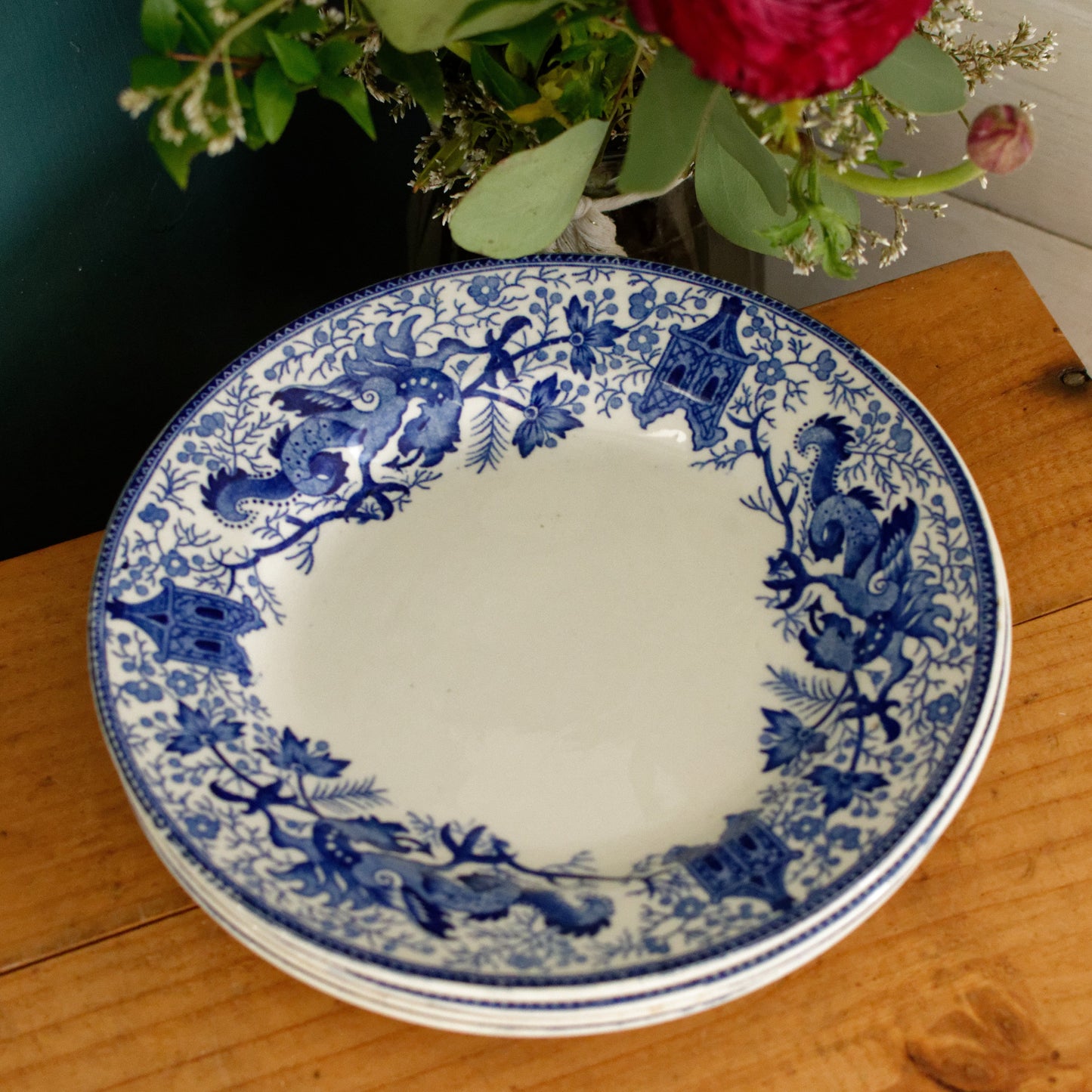 1950s ~ DRAGON LA LOUVIERE Boch Freres (BF) ~ Belgian Antique Ironstone DELFT Blue Transferware Small Plate ~ Terre de Fer en Faience