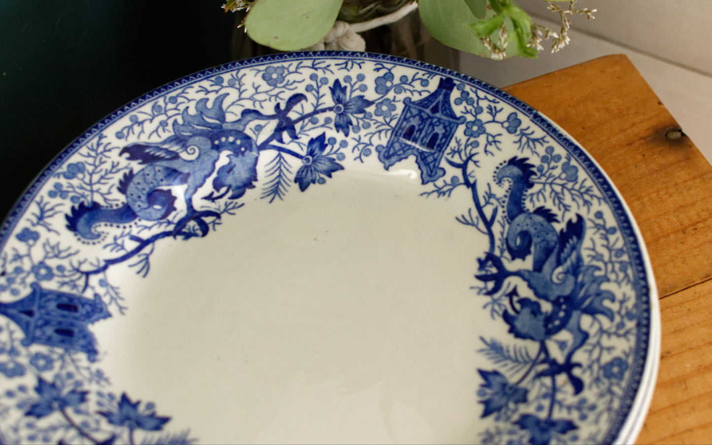 1950s ~ DRAGON LA LOUVIERE Boch Freres (BF) ~ Belgian Antique Ironstone DELFT Blue Transferware Small Plate ~ Terre de Fer en Faience
