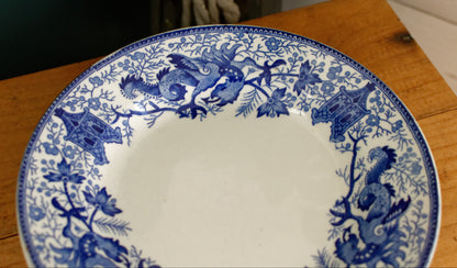 1950s ~ DRAGON LA LOUVIERE Boch Freres (BF) ~ Belgian Antique Ironstone DELFT Blue Transferware Small Plate ~ Terre de Fer en Faience