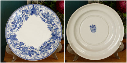 1950s ~ DRAGON LA LOUVIERE Boch Freres (BF) ~ Belgian Antique Ironstone DELFT Blue Transferware Small Plate ~ Terre de Fer en Faience