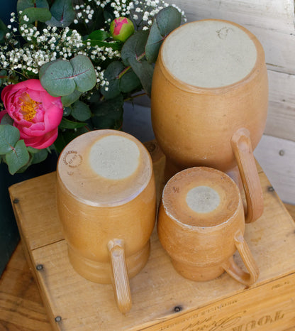 1960s GRES du BERRY Fait Maison Made in France French Vintage Stoneware Clay Pitcher Set of 3 Glazed Sandstone Stoneware Handmade TerraCotta Jug Jarre Cruche Farmhouse Decor