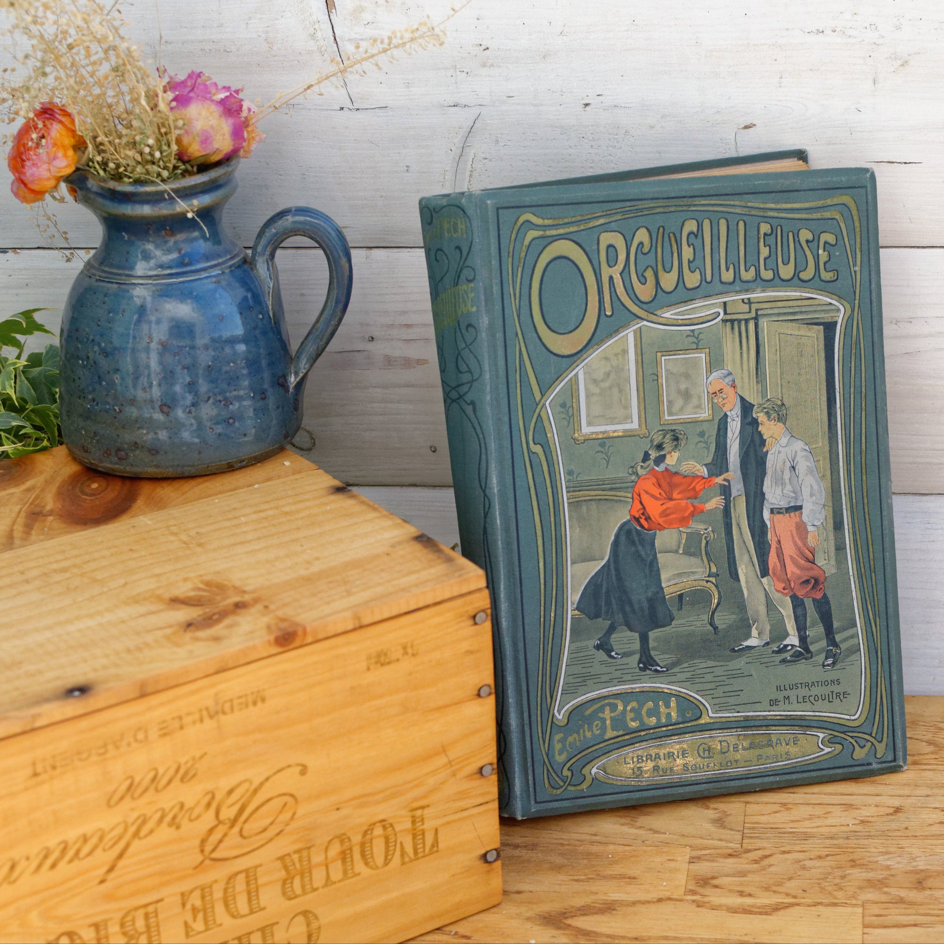 1907 ORGUEILLEUSE by Emile Pech CH Delagrave French Antique Collectible First Edition Illustrated Polychrome Hardcover Book Novel  Gilded Cartonnage Livre Roman
