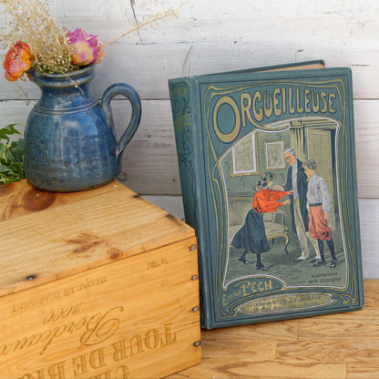 1907 ORGUEILLEUSE by Emile Pech CH Delagrave French Antique Collectible First Edition Illustrated Polychrome Hardcover Book Novel  Gilded Cartonnage Livre Roman