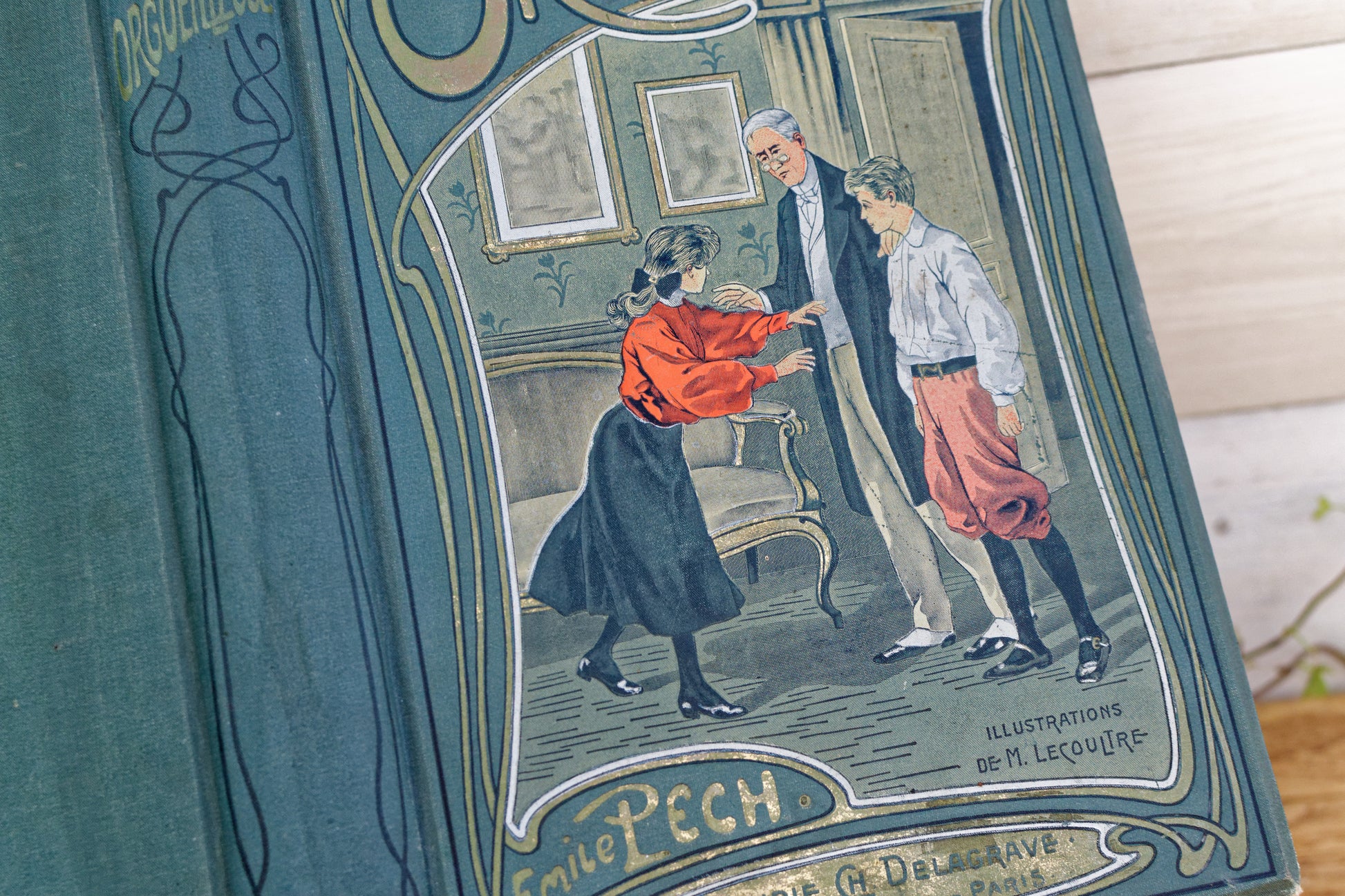 1907 ORGUEILLEUSE by Emile Pech CH Delagrave French Antique Collectible First Edition Illustrated Polychrome Hardcover Book Novel  Gilded Cartonnage Livre Roman