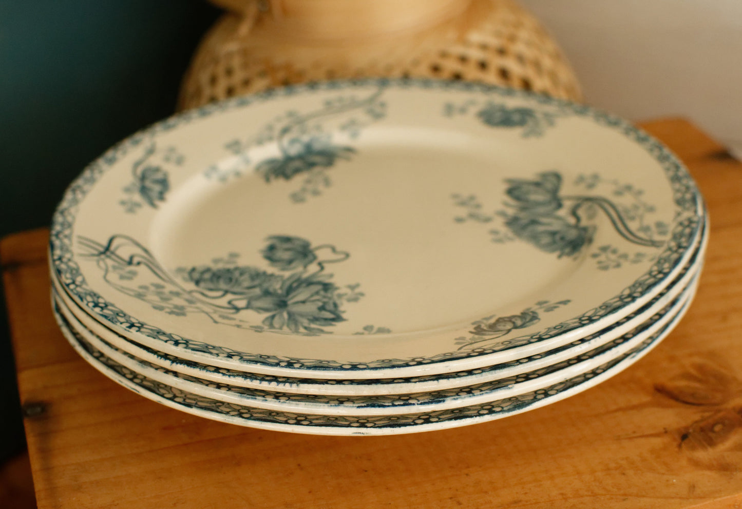 1900s ~ "ROYAT" SARREGUEMINES U&C ~ French Antique Ironstone Blue Transferware Dinner Plate ~ Terre de fer