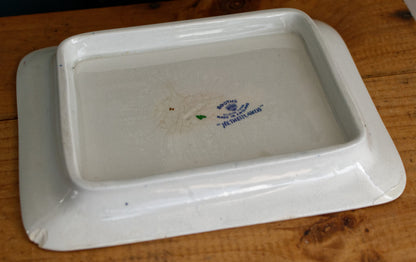 Netherlands BOOTHs Silicon China Made in England English Antique Ironstone Polychome Rectangular Covered Butter Cheese Dish