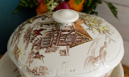 1950s ~  LUDLOW GIEN France ~ French Vintage Ironstone PolyChrome Soup Tureen "Soupiere" ~ Terre de Fer en Faience