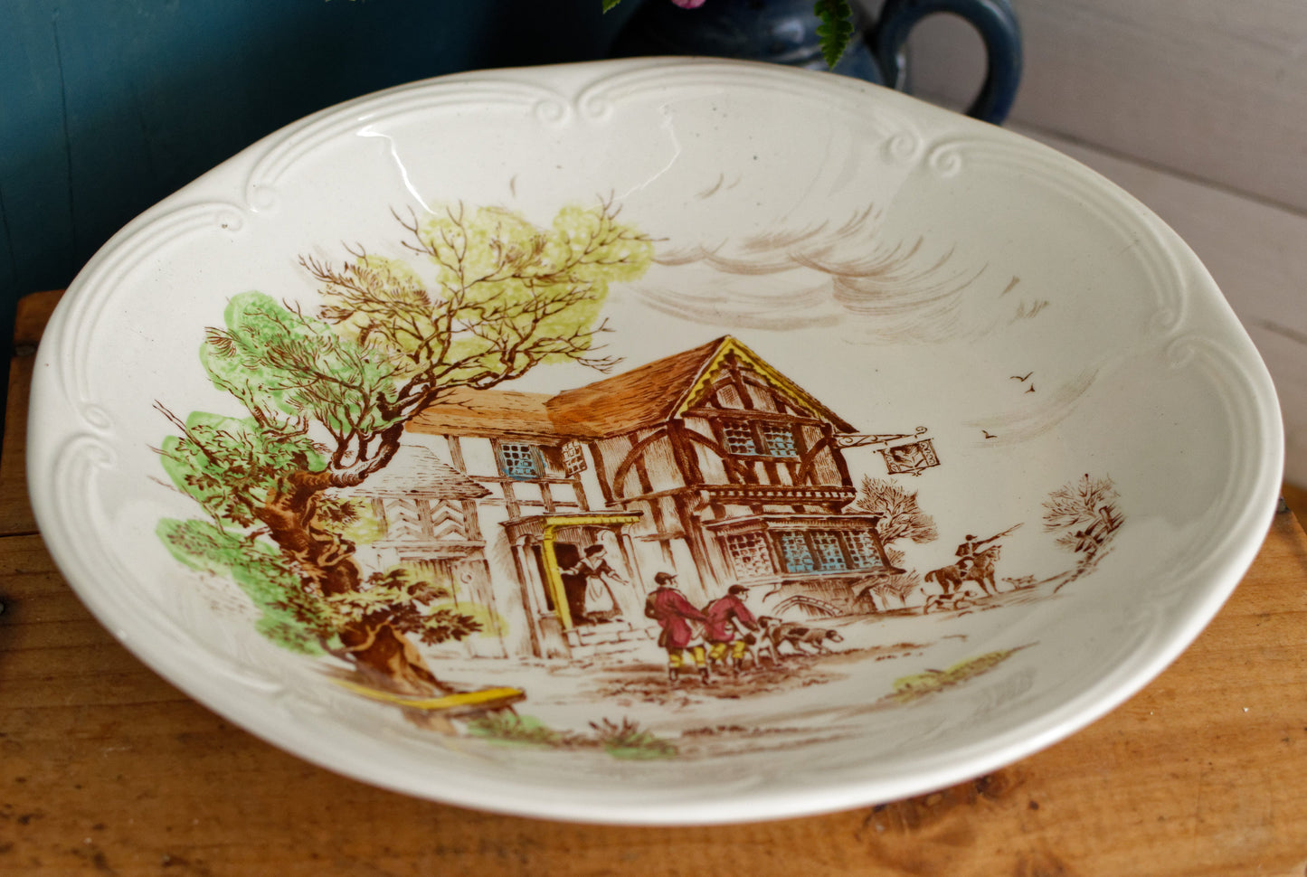 LUDLOW Motif GIEN France French Vintage Ironstone PolyChrome Soup Tureen Soupiere Terre de Fer en Faience