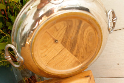 1860s Silver Plated Warmer CHOISY-Le-ROI (HB & cie) PAVOT French Antique Silver Polychrome Ironstone Plate Warmer Assiette Chauffante en Faïence