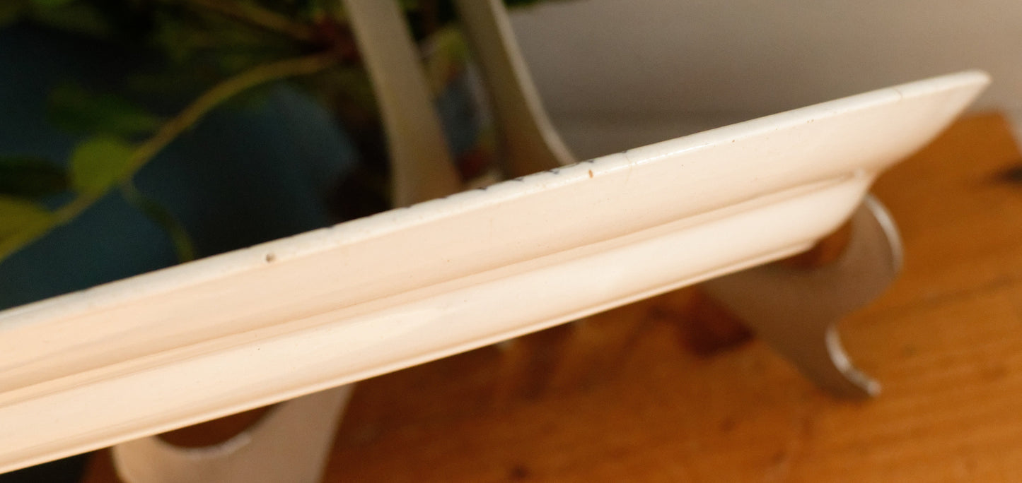 1880年代/1900年代 ~ "FLORE" Sarreguemines U&amp;C ~ フランスアンティーク アイアンストーン ブルー トランスファーウェア サービングプレート ~ スカラップエッジ テール ド フェール