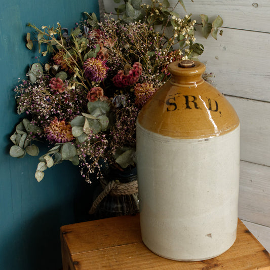 1939 The Potteries Whittington Moor, Chesterfield LTD Pearson & Co English Antique WWI Militaria Rum Barrel Jug Imperial 1 Gallon SRD Supply Reserve Depot