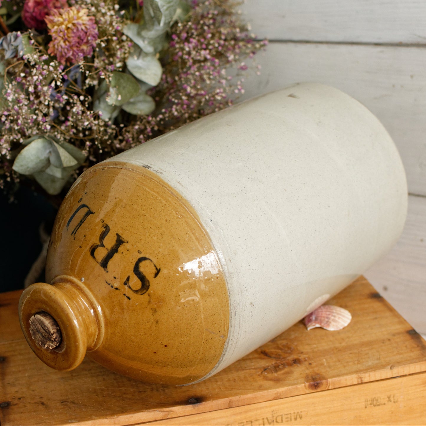 1939 The Potteries Whittington Moor, Chesterfield LTD Pearson & Co English Antique WWI Militaria Rum Barrel Jug Imperial 1 Gallon SRD Supply Reserve Depot