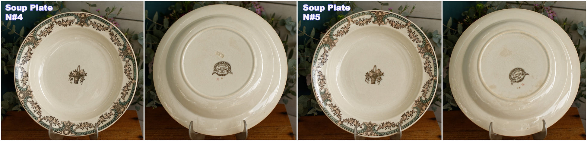 "DUBARRY" Sarreguemines U&C French Antique Ironstone Polychrome Soup Plate "Assiette Creuse" Terre de Fer en Faience
