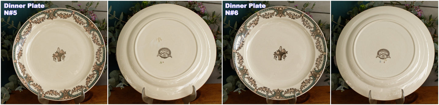 DUBARRY Sarreguemines U&C French Antique Ironstone Polychrome Dinner Plate "Assiette" Terre de Fer en Faience
