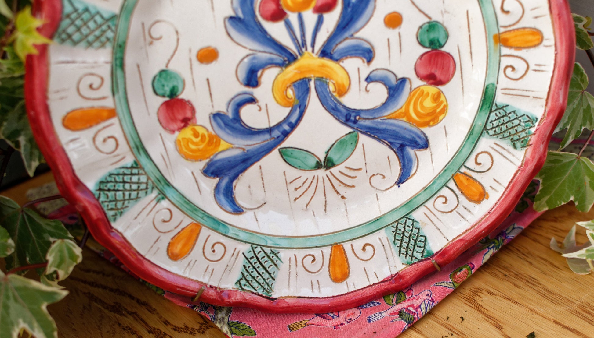 French Vintage Handmade Ceramic Hanging Plate Collectible Wall Plate Signed by Artist PAVLON STRESA