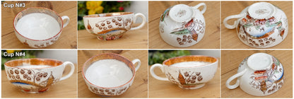 TOKIO Demi Porcelaine BADONVILLER French Antique Ironstone Coffee Tea Cups "TASSE" Terre de fer en Faience