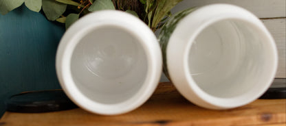 Belgian Vintage Collectible Milk Glass Opaline DEVOS LEMMONS (D&L) Large Storage Jars with Rustic Scenes