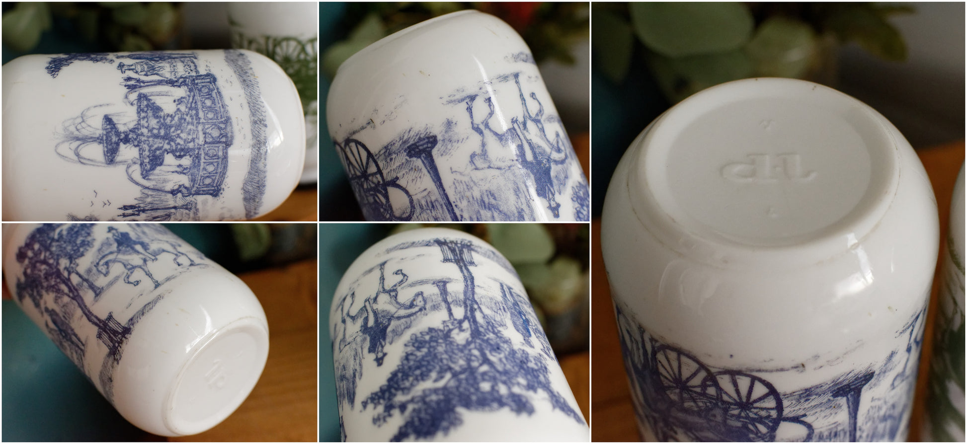 Belgian Vintage Collectible Milk Glass Opaline DEVOS LEMMONS (D&L) Large Storage Jars with Rustic Scenes