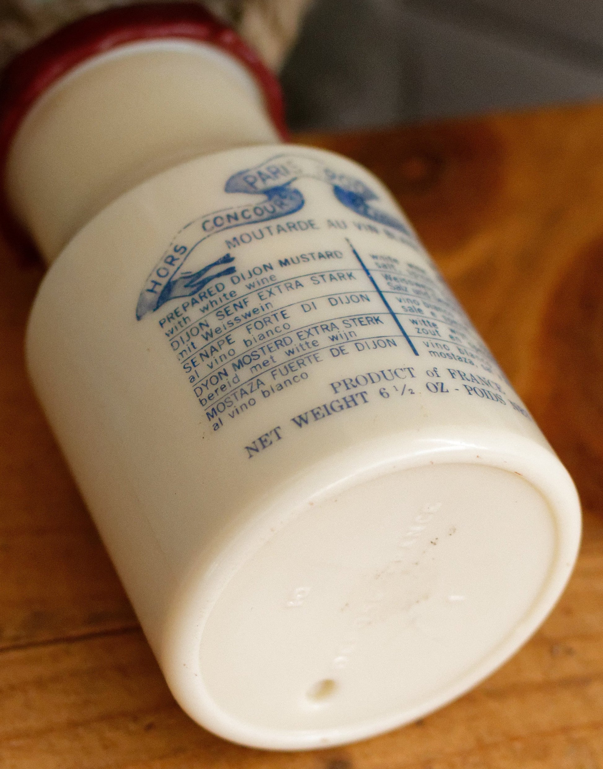 French Vintage Collectible Advertising Milk Glass Opaline Mustard Pot "Pot a Moutarde" Moutarde Forte de DIJON GREY-POUPON Advertising Mustard Jar Made in France