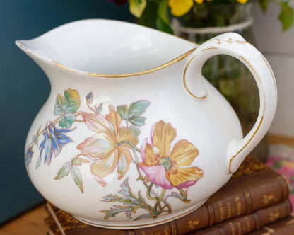 Faiences Porcelaines Cristaux Grand Depot E. Bourgeois French Antique Collectible Floral Ironstone Bathroom Pitcher "BROC" Terre de fer en Faience