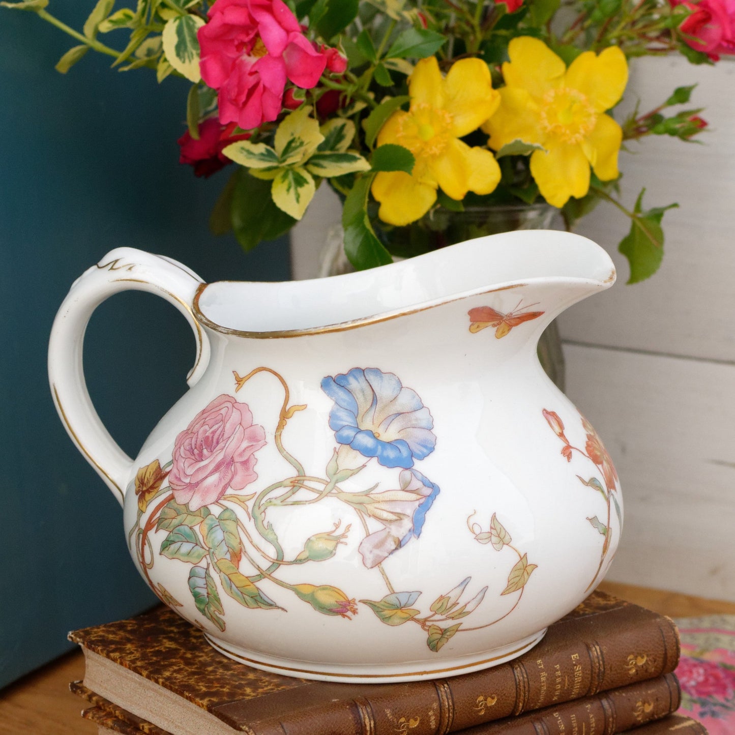 Faiences Porcelaines Cristaux Grand Depot E. Bourgeois French Antique Collectible Floral Ironstone Bathroom Pitcher "BROC" Terre de fer en Faience