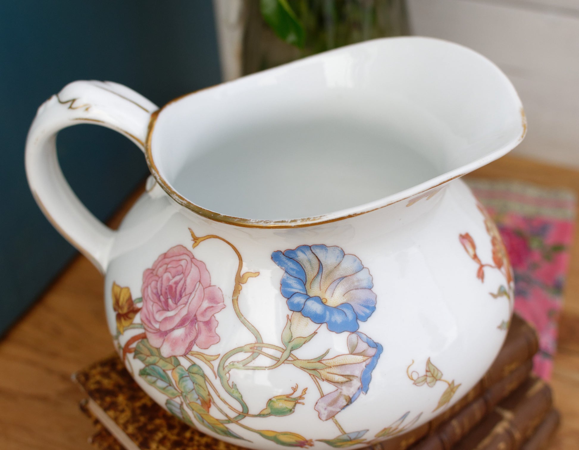 Faiences Porcelaines Cristaux Grand Depot E. Bourgeois French Antique Collectible Floral Ironstone Bathroom Pitcher "BROC" Terre de fer en Faience