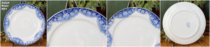 ELVIRE LA LOUVIERE Boch Freres (BF) Belgian Antique Ironstone Blue Transferware Plate Terre de Fer en Faience