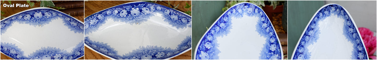 ELVIRE LA LOUVIERE Boch Freres (BF) Belgian Antique Ironstone Blue Transferware Plate Terre de Fer en Faience