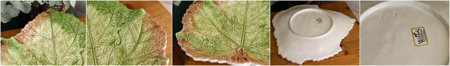 French Vintage Barbotine Majolica Style Fruit Drainer Strainer Colander Eqouttoir a Fruits en barbotine Egouttoir A Fruits Avec Son Assiette En Barbotine Decor Raisin Et Feulles.