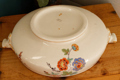 English Vintage Ironstone Polychrome Covered Serving Tureen Made in England 848