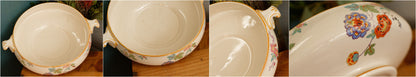 English Vintage Ironstone Polychrome Covered Serving Tureen ~ Made in England 848