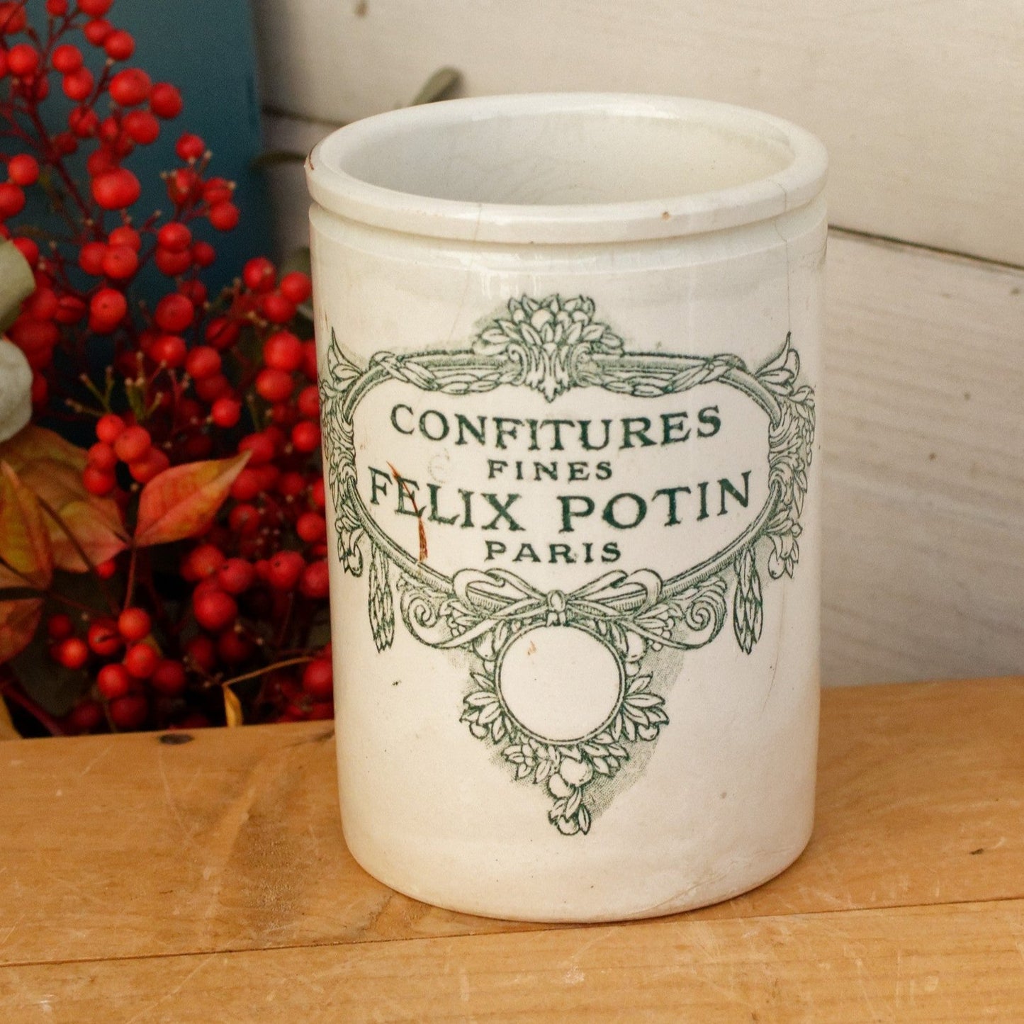 KG (Keller & Guerin) Lunéville French Antique Stoneware Confitures Fines FELIX POTIN Paris Jam Pot