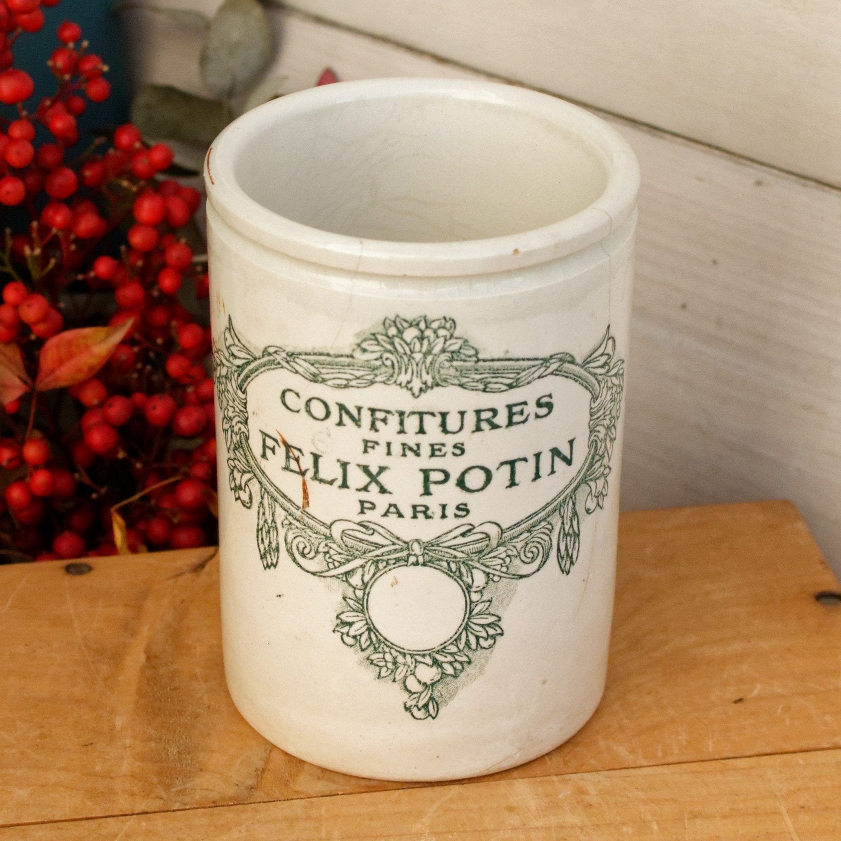 KG (Keller & Guerin) Lunéville French Antique Stoneware Confitures Fines FELIX POTIN Paris Jam Pot