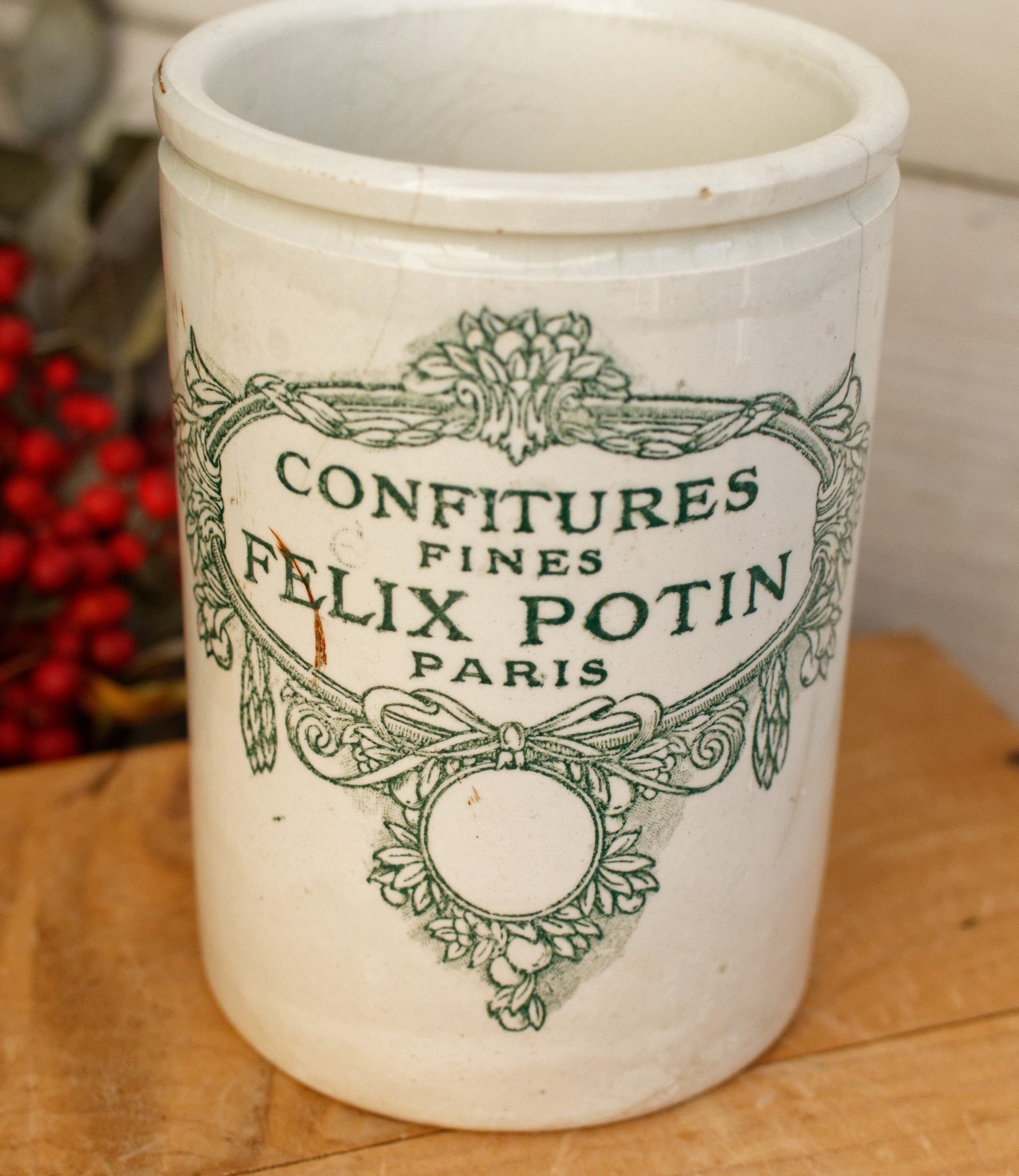 KG (Keller & Guerin) Lunéville French Antique Stoneware Confitures Fines FELIX POTIN Paris Jam Pot