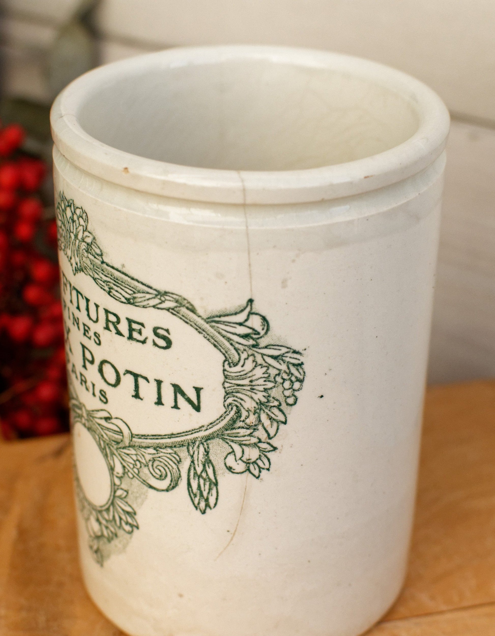 KG (Keller & Guerin) Lunéville French Antique Stoneware Confitures Fines FELIX POTIN Paris Jam Pot