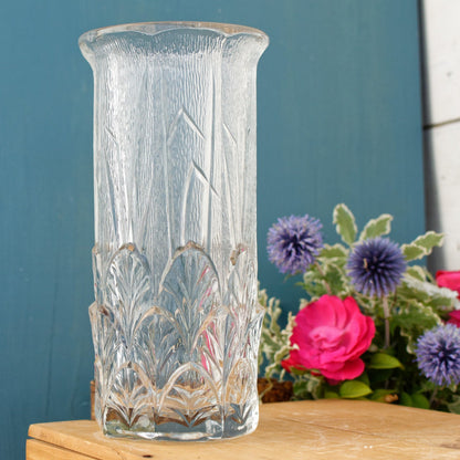 FIDENZA High Quality Glassware Vintage Italian Art Deco Style Textured Glass Vase Vetri Di Fidenza