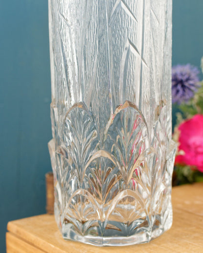 FIDENZA High Quality Glassware Vintage Italian Art Deco Style Textured Glass Vase Vetri Di Fidenza