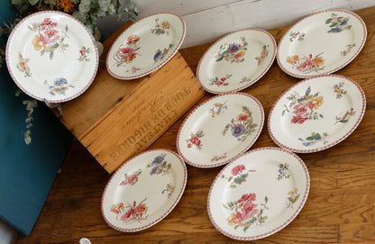 1890s Ste Fleuri Jules Vieillard (J.V.) & Cie French Antique Ironstone Polychrome Dinner Plate "Assiette" Terre de Fer en Faience