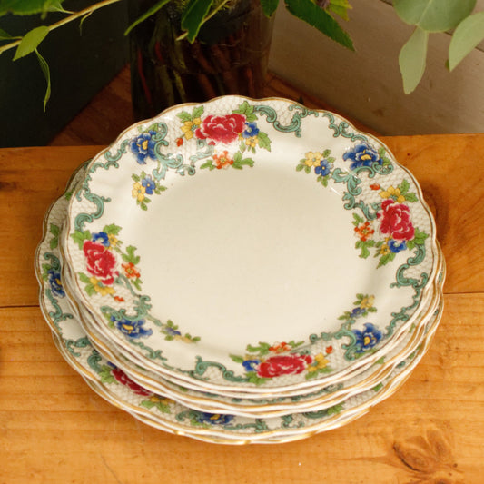 1930's FLORADORA Booths Porcelain Made in England English Antique Patented Ironstone A8042 Polychome Plate Fine China