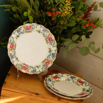 1930's FLORADORA Booths Porcelain Made in England English Antique Patented Ironstone A8042 Polychome Plate Fine China
