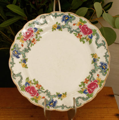 1930's FLORADORA Booths Porcelain Made in England English Antique Patented Ironstone A8042 Polychome Plate Fine China