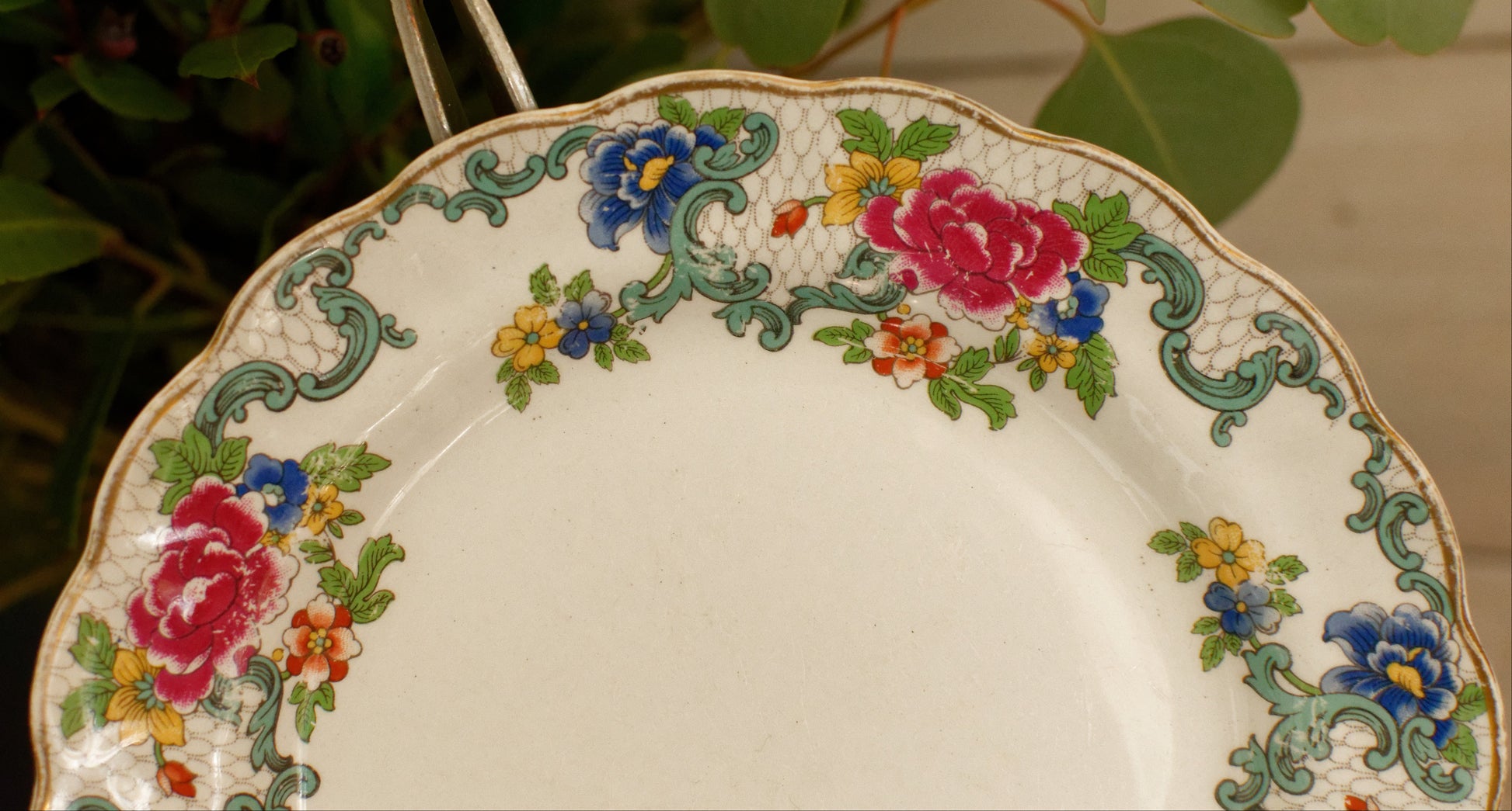 1930's FLORADORA Booths Porcelain Made in England English Antique Patented Ironstone A8042 Polychome Plate Fine China