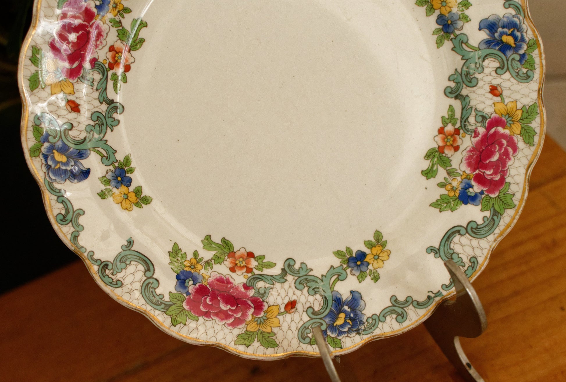 1930's FLORADORA Booths Porcelain Made in England English Antique Patented Ironstone A8042 Polychome Plate Fine China