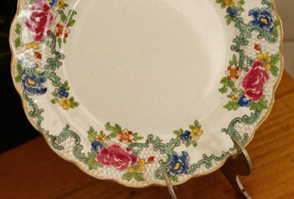 1930's FLORADORA Booths Porcelain Made in England English Antique Patented Ironstone A8042 Polychome Plate Fine China