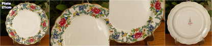 1930's FLORADORA Booths Porcelain Made in England English Antique Patented Ironstone A8042 Polychome Plate Fine China