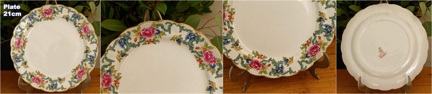 1930's FLORADORA Booths Porcelain Made in England English Antique Patented Ironstone A8042 Polychome Plate Fine China